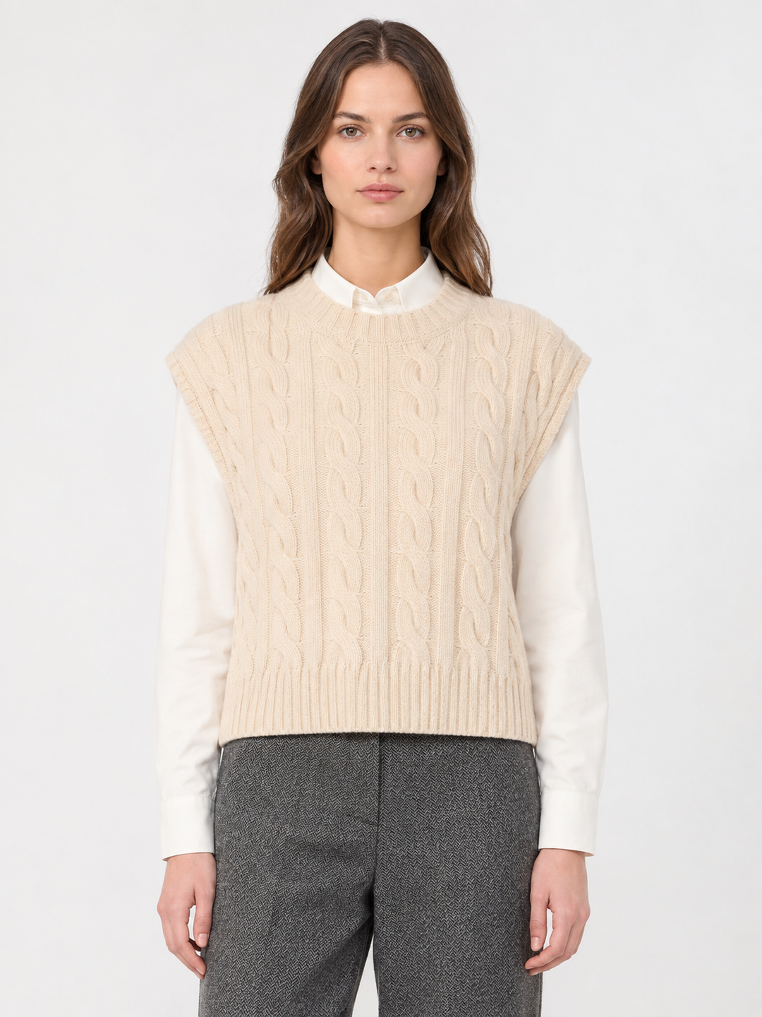 Gilet in lana a trecce