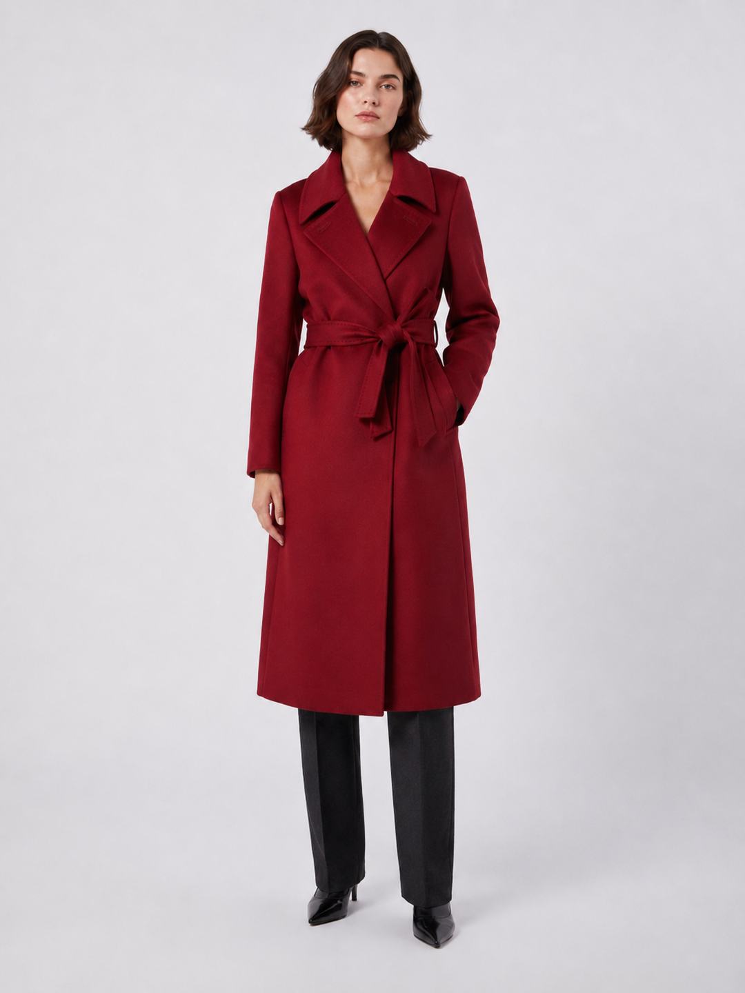 Cappotto lungo doppiopetto in pura lana