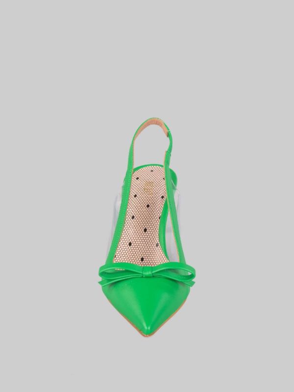 DÉCOLLETÉ IN PELLE CON FIOCCO E INSERTI TRASPARENTI
