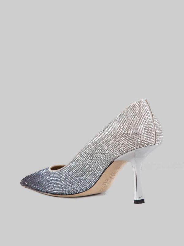 DÉCOLLETÉ IN PELLE RICOPERTA DI STRASS ARGENTO E NERA