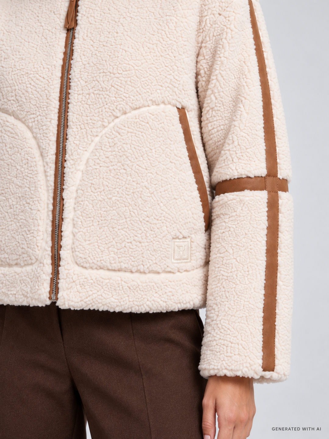 Giacca teddy con profili a contrasto