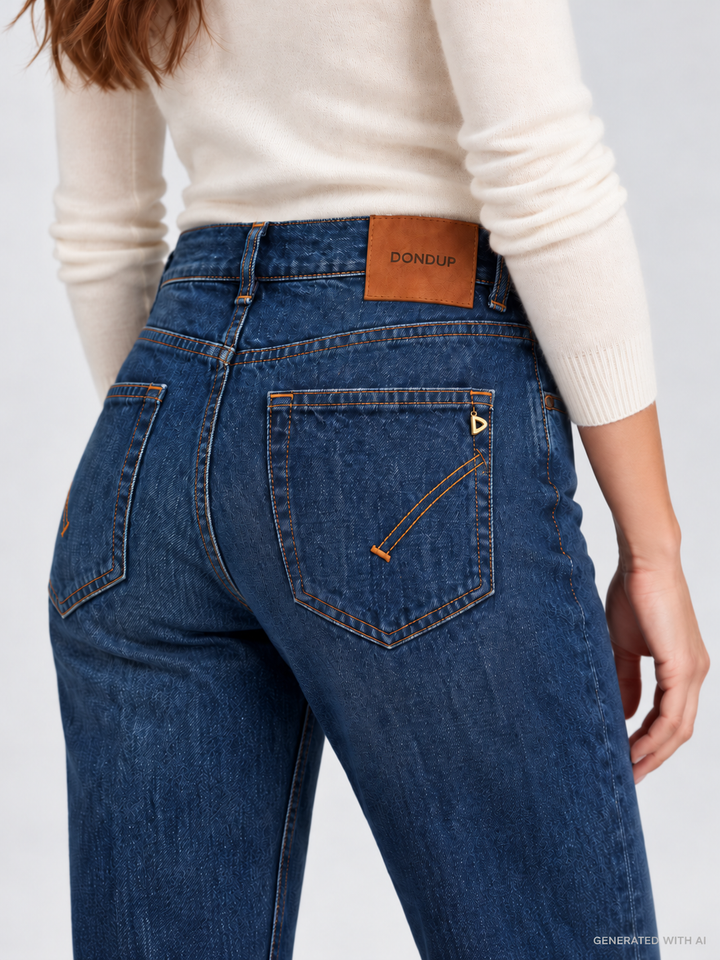 Jeans DAFNE in Denim Blu a Gamba Dritta