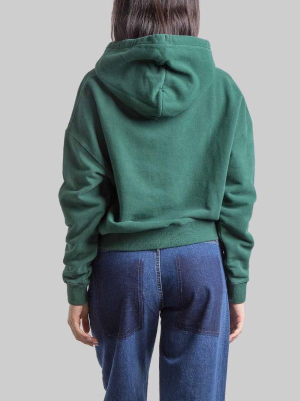 FELPA CORTA VERDE CON CAPPUCCIO E GRAFICA ST. BARTH VELVET