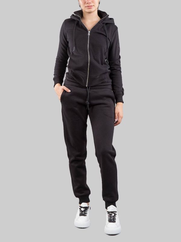 BLACK WINTER COTTON SWEATSHIRT WITH HOOD AND COLMAR GLITTER LOGO