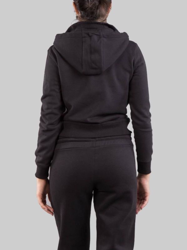 BLACK WINTER COTTON SWEATSHIRT WITH HOOD AND COLMAR GLITTER LOGO