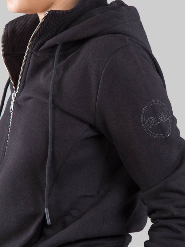 BLACK WINTER COTTON SWEATSHIRT WITH HOOD AND COLMAR GLITTER LOGO
