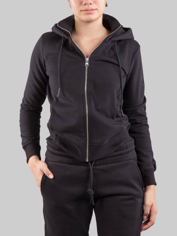BLACK WINTER COTTON SWEATSHIRT WITH HOOD AND COLMAR GLITTER LOGO