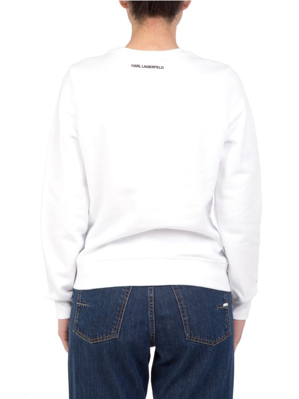 FELPA IKONIK KARL SWEATSHIRT IN COTONE GIROCOLLO BIANCA