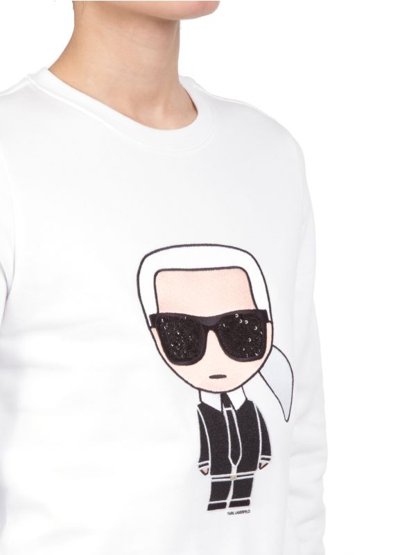 FELPA IKONIK KARL SWEATSHIRT IN COTONE GIROCOLLO BIANCA