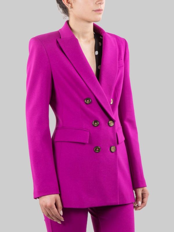 GIACCA BLAZER DOPPIOPETTO VIOLA BUGANVILLE CON BOTTONI ORO