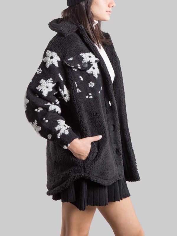 GIACCA CAMICIA ELYS NERA CON FIOCCHI DI NEVE