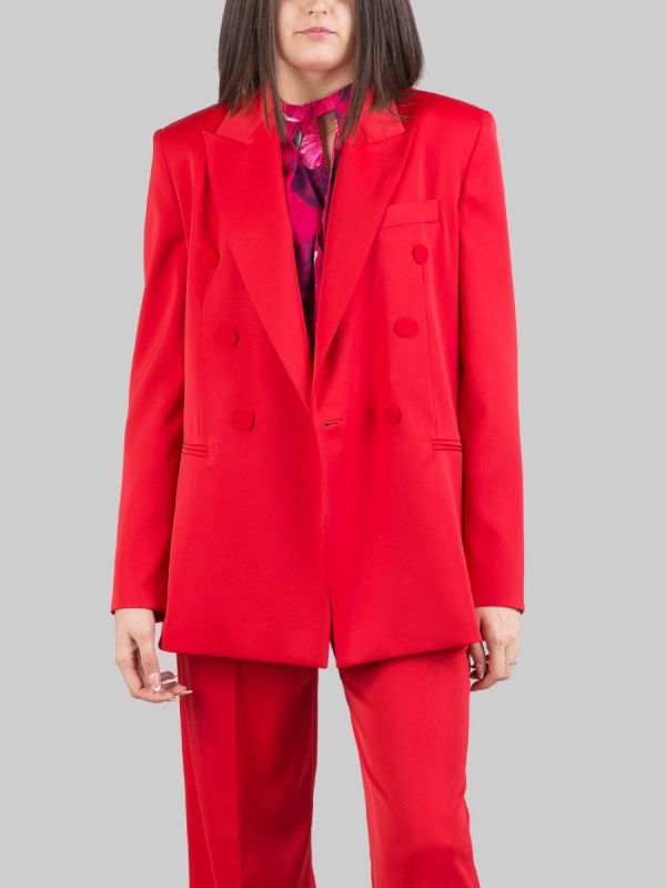 DOUBLE BREASTED JACKET IN SHINY STRETCH FABRIC