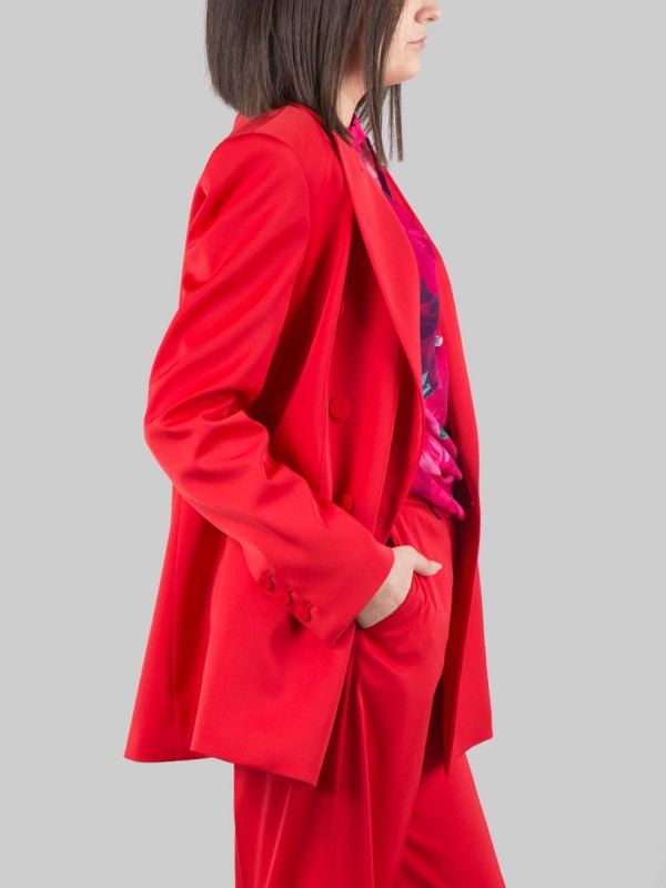 DOUBLE BREASTED JACKET IN SHINY STRETCH FABRIC