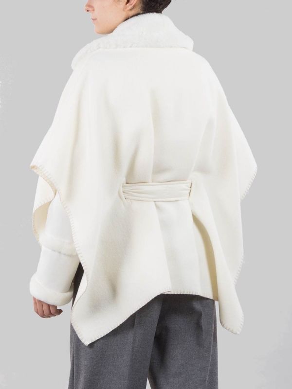 CAPE-STYLE JACKET MADE WITH ECO FUR AND SHEEPSKIN INSERTS