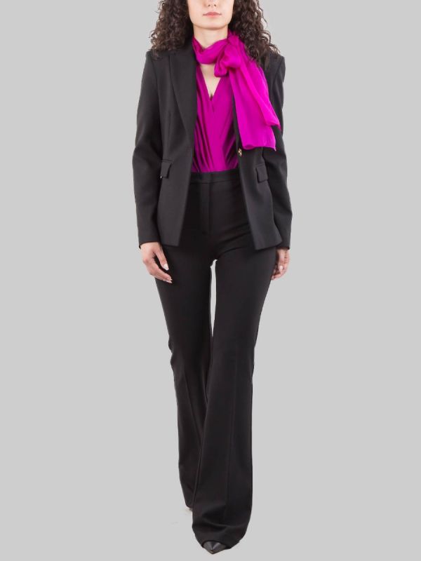 BLACK SINGLE BREASTED JACKET IN GIAMBURRASCA STITCH WITH GOLD BUTTONS