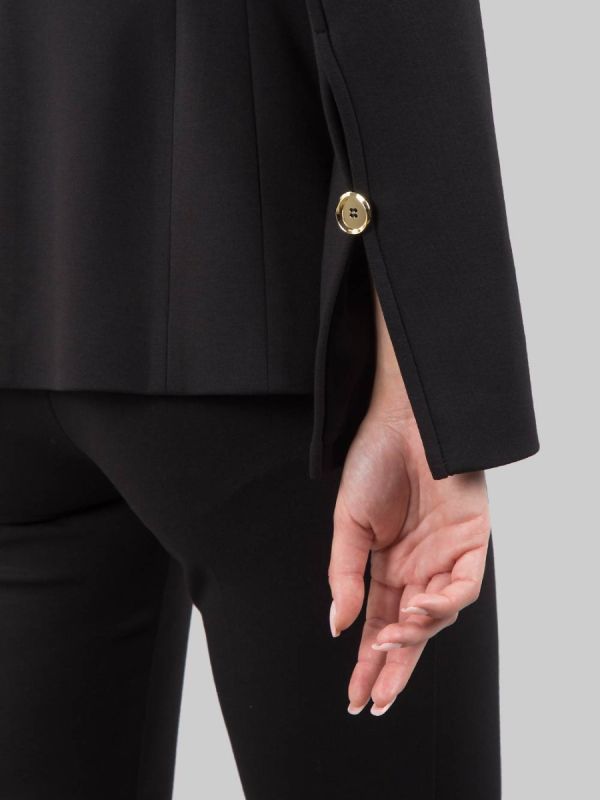BLACK SINGLE BREASTED JACKET IN GIAMBURRASCA STITCH WITH GOLD BUTTONS