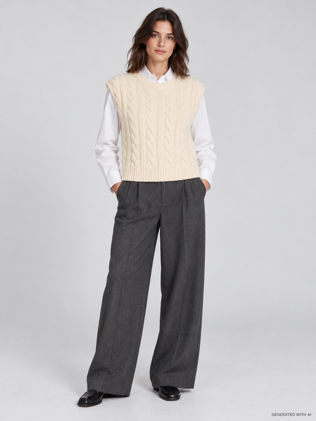 Gilet Boxy con Lavorazione a Trecce