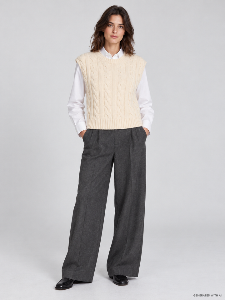 Gilet Boxy con Lavorazione a Trecce
