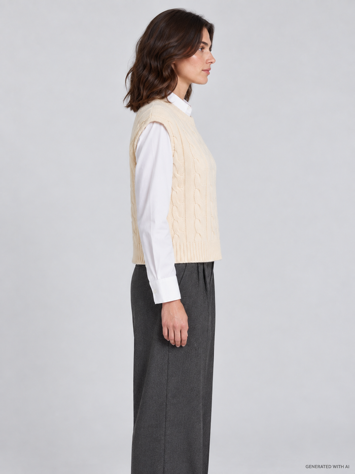 Gilet Boxy con Lavorazione a Trecce