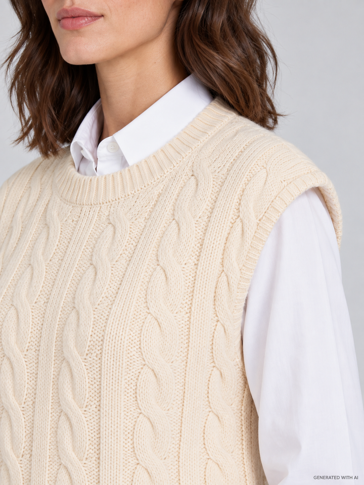 Gilet Boxy con Lavorazione a Trecce