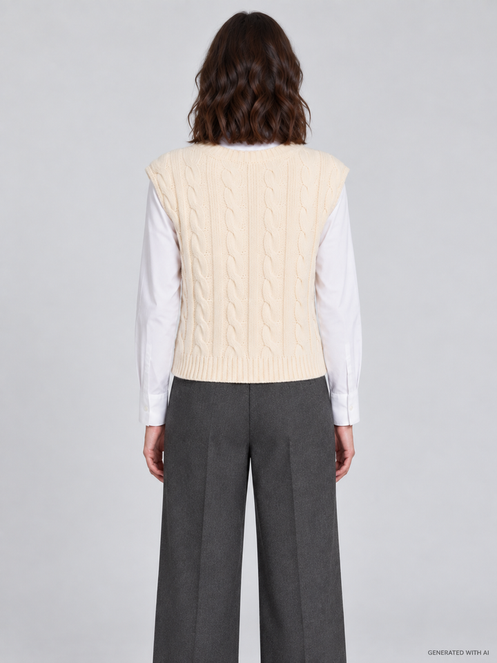 Gilet Boxy con Lavorazione a Trecce