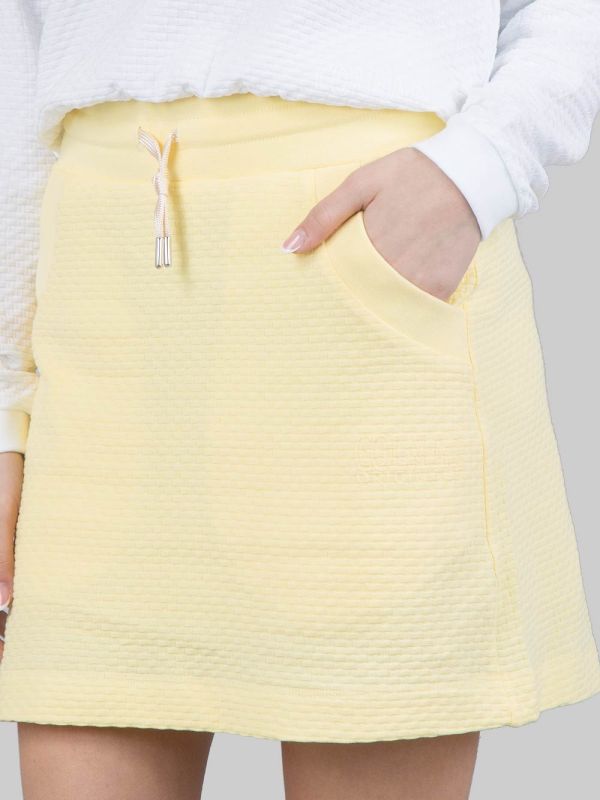 GONNA MINI GIALLA IN TESSUTO ELASTICIZZATO JACQUARD CON COULISSE IN VITA