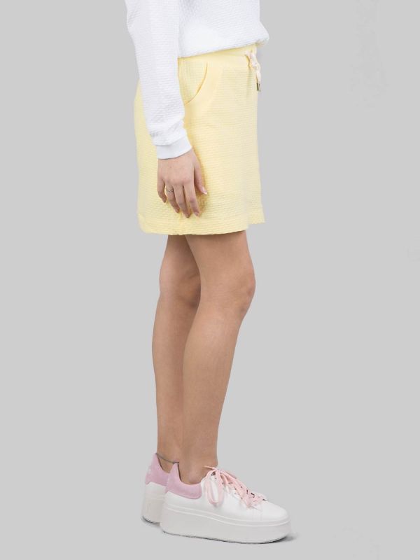 GONNA MINI GIALLA IN TESSUTO ELASTICIZZATO JACQUARD CON COULISSE IN VITA