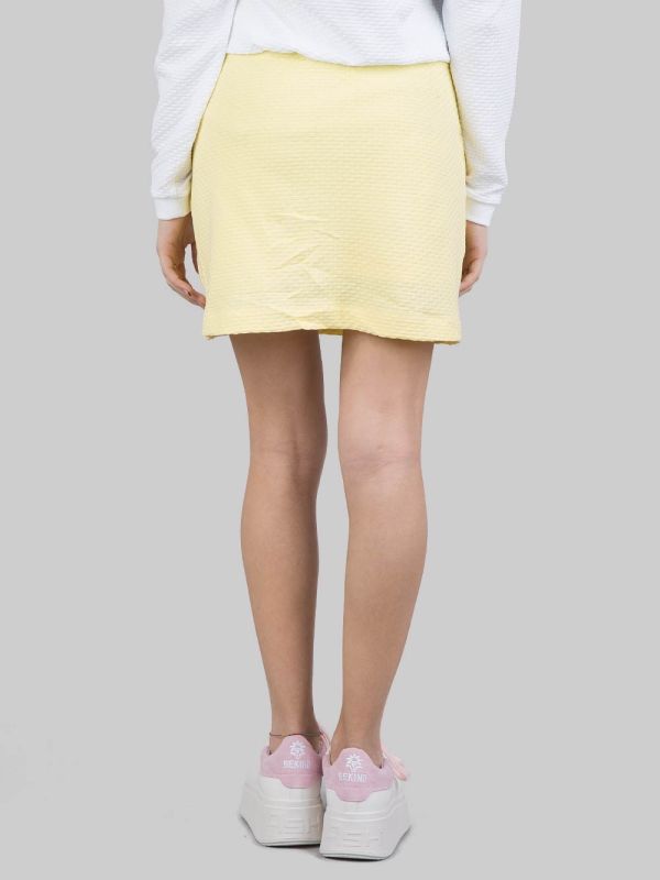 GONNA MINI GIALLA IN TESSUTO ELASTICIZZATO JACQUARD CON COULISSE IN VITA