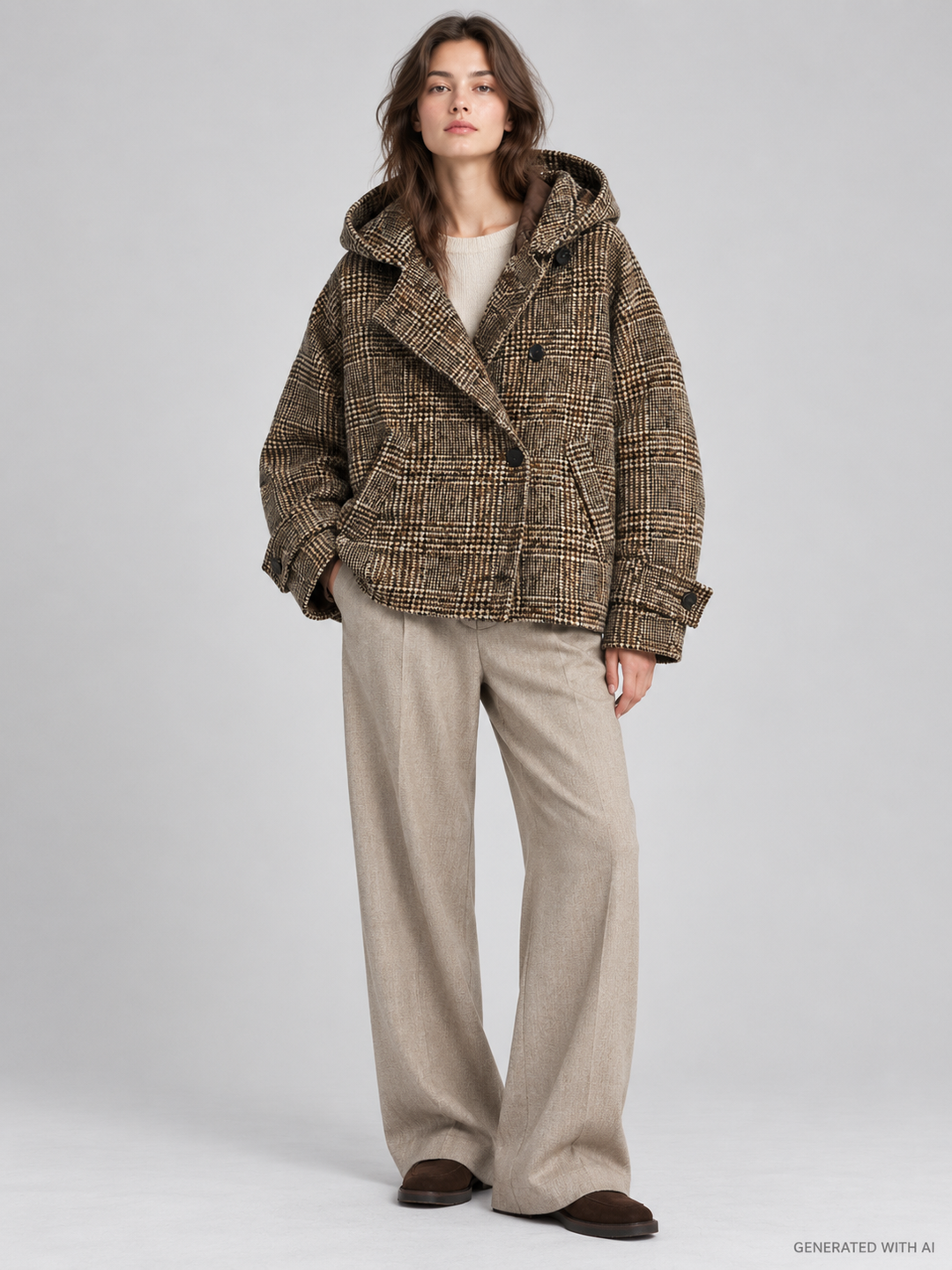Giacca MISTRIO in check con cappuccio