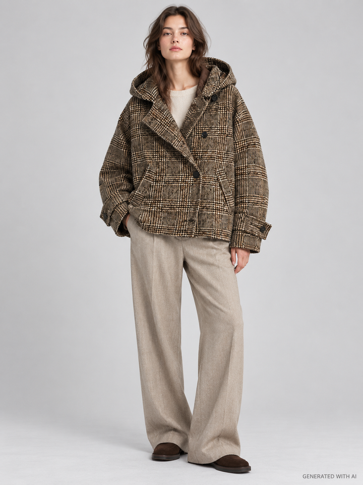 Giacca MISTRIO in check con cappuccio