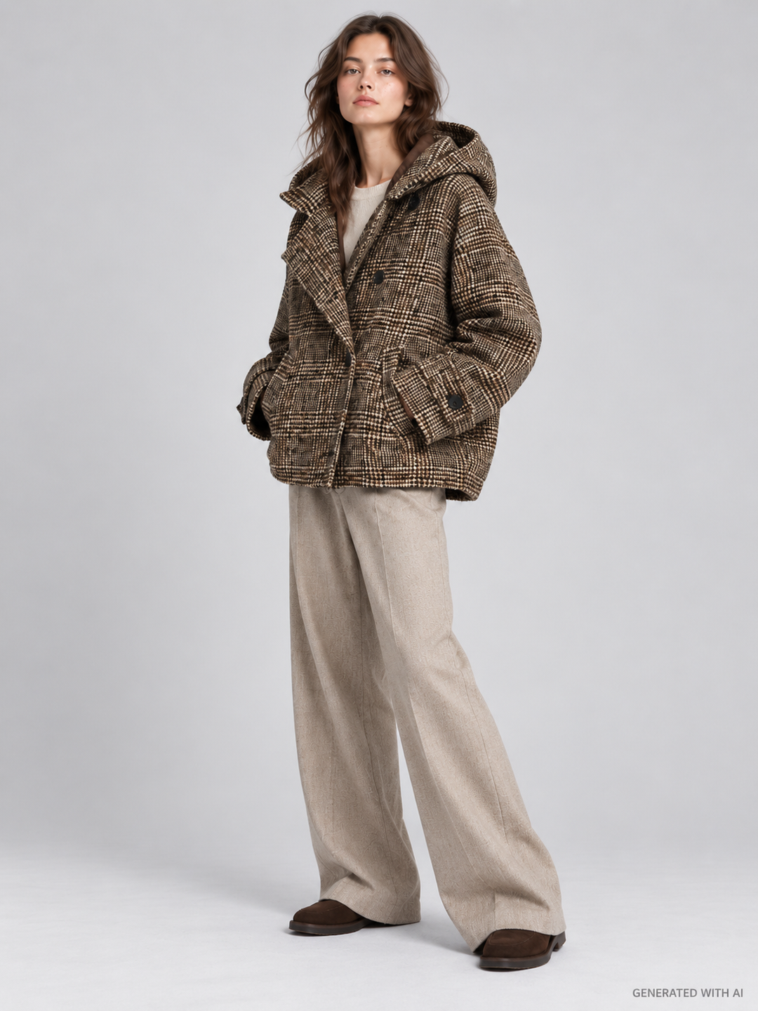 Giacca MISTRIO in check con cappuccio
