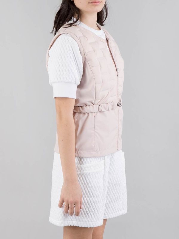 GILET CORTO TESSUTO STRETCH CON CINTURA