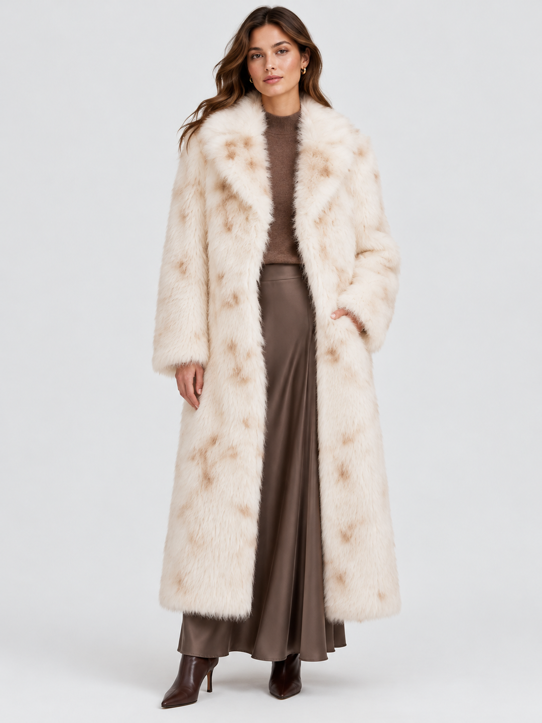 Cappotto lungo in pelliccia effetto lince