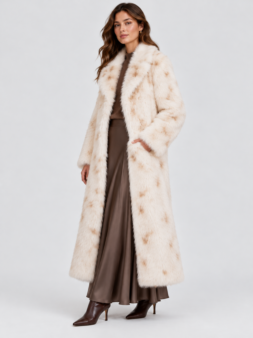 Cappotto lungo in pelliccia effetto lince