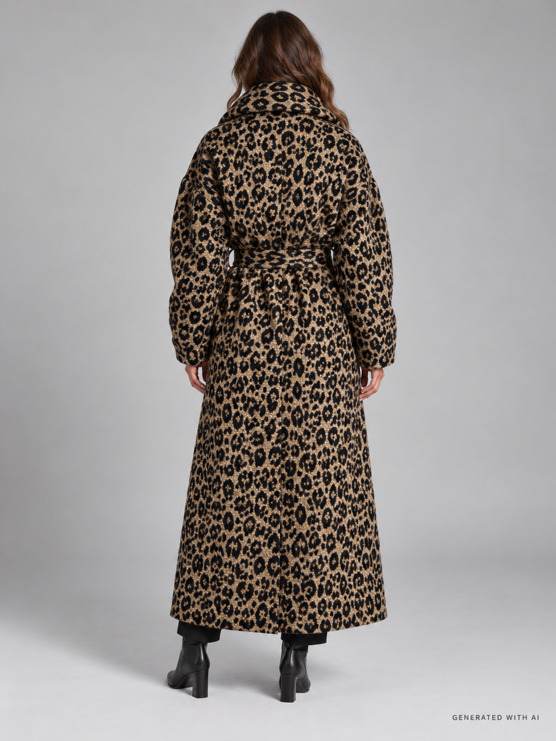 Cappotto lungo con fantasia leopardata