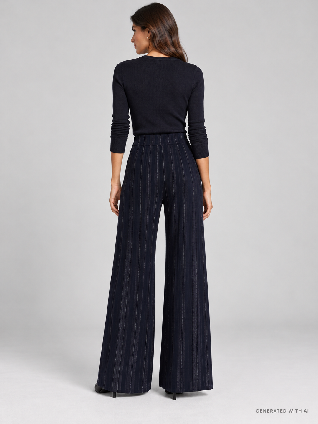 Pantaloni palazzo con righe lurex