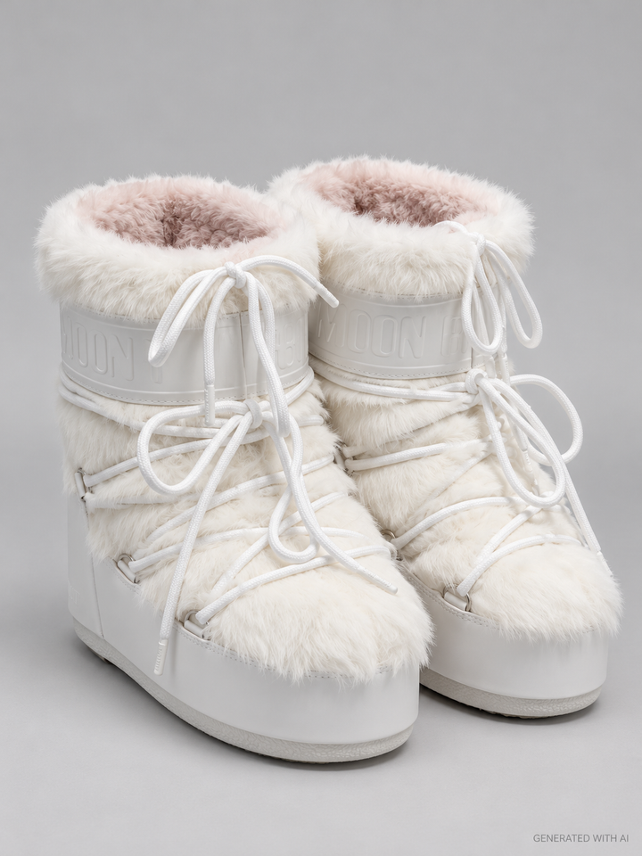 Moon Boot Icon Low in ecopelliccia bianca