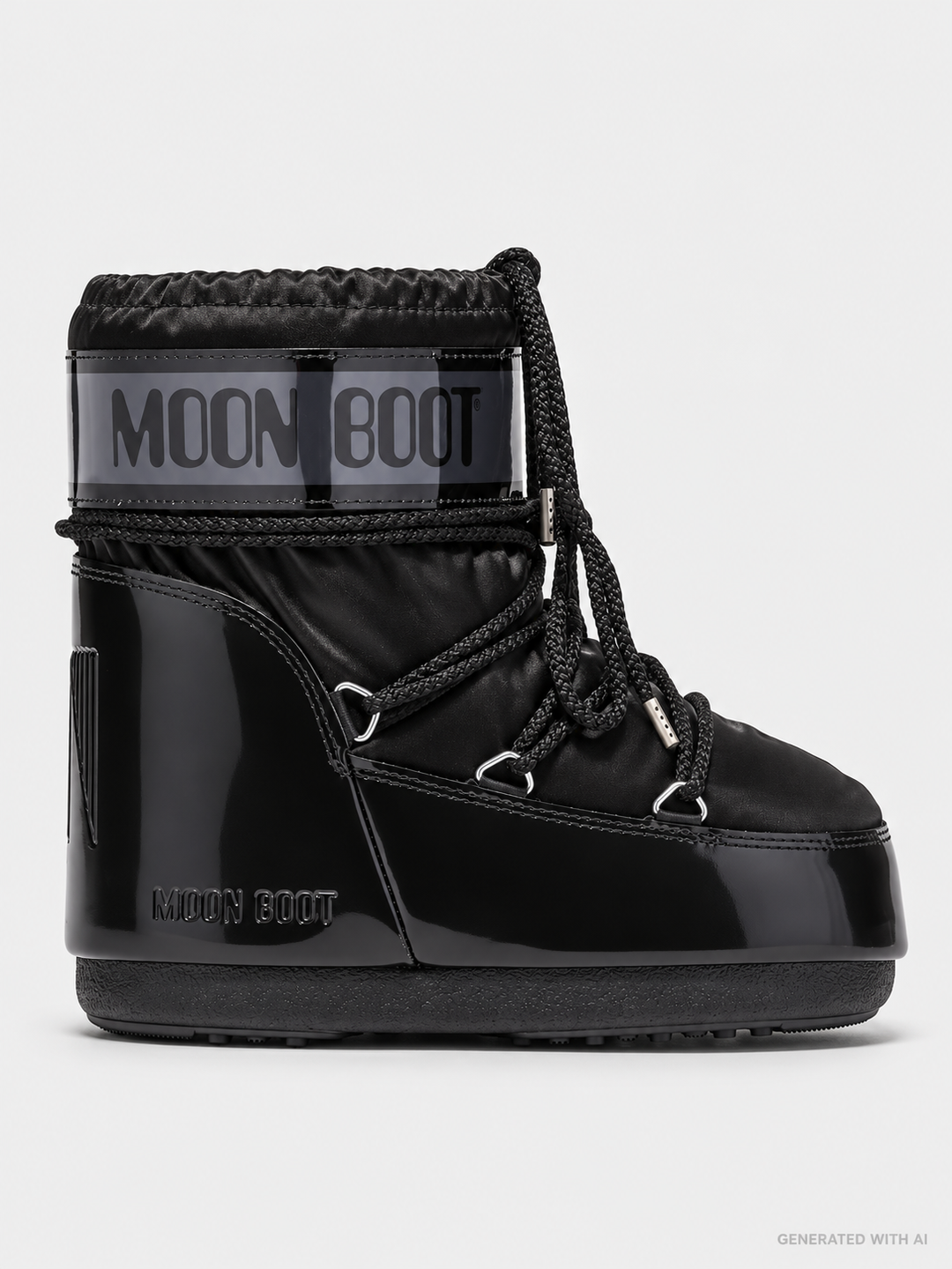 Moon Boot Icon Low Glance Nero in Raso