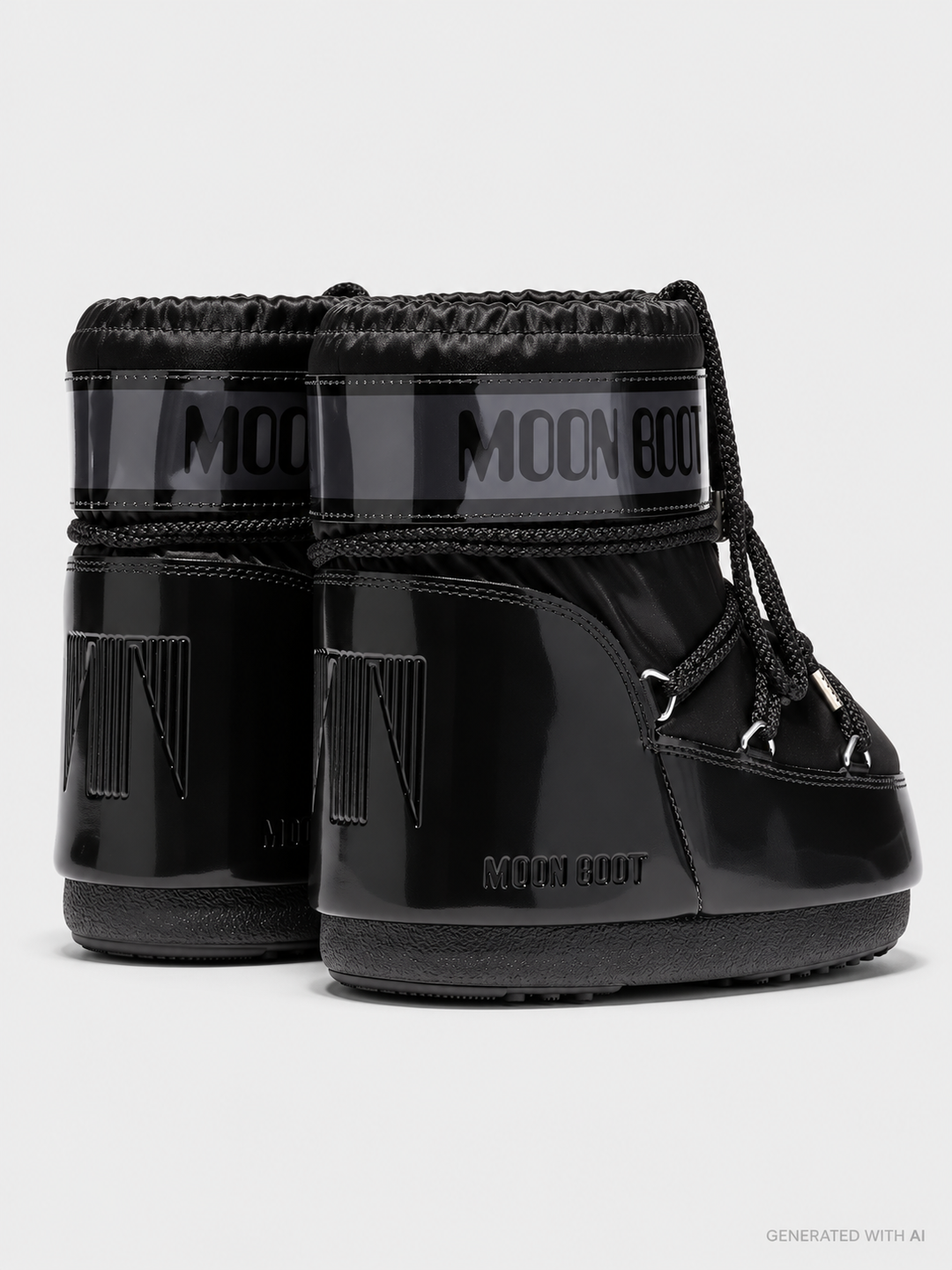 Moon Boot Icon Low Glance Nero in Raso