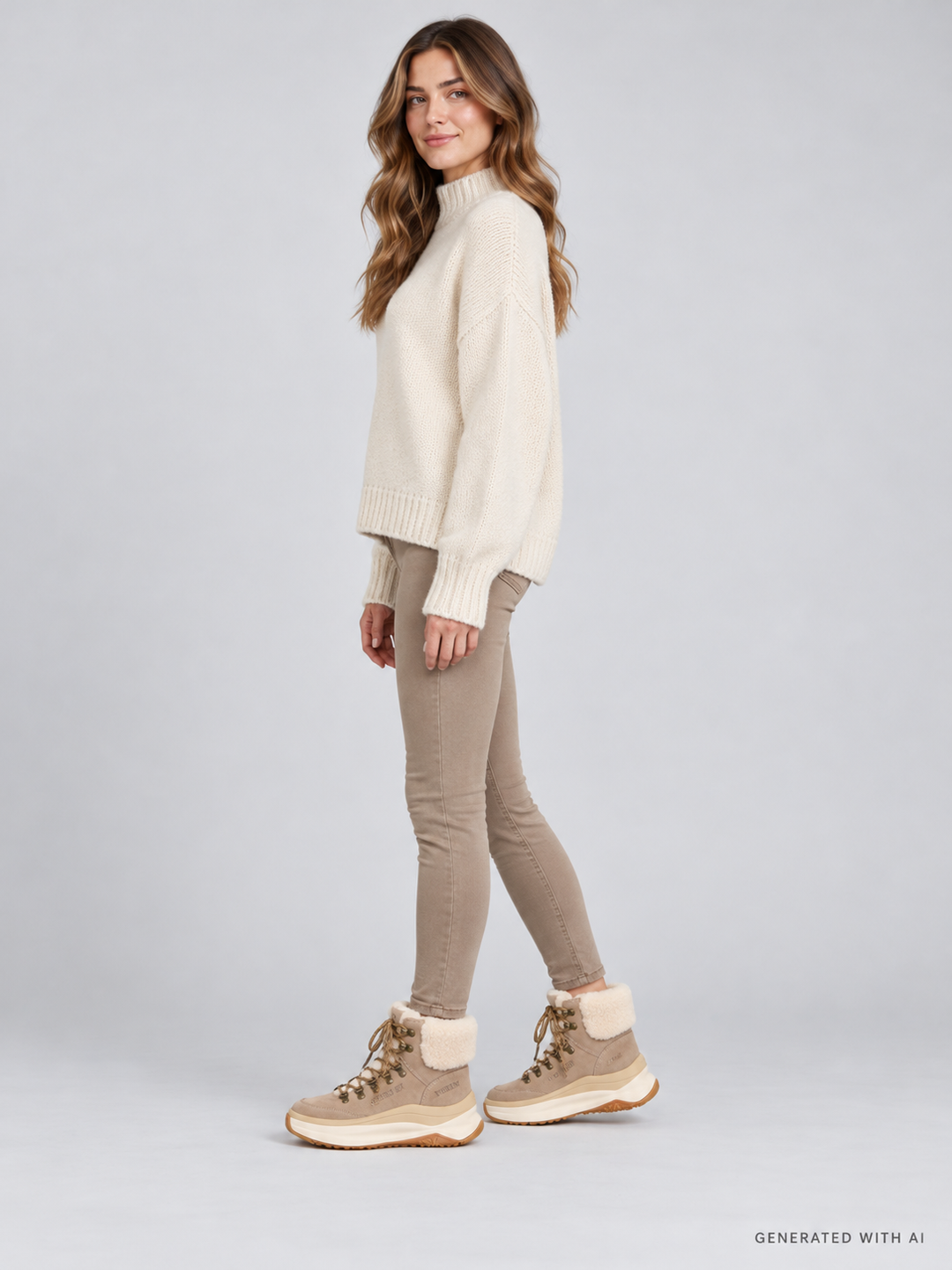 Moon Boot Moon247 City Mid Beige in Shearling