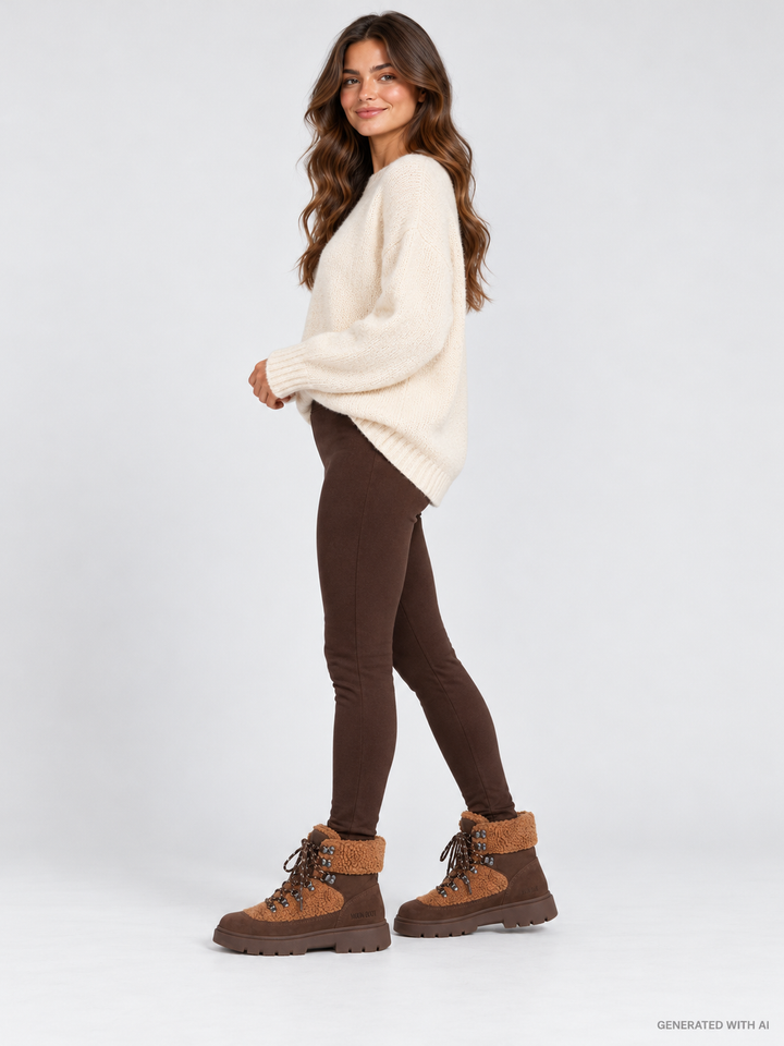 Moon Boot Combat Marrone in Teddy