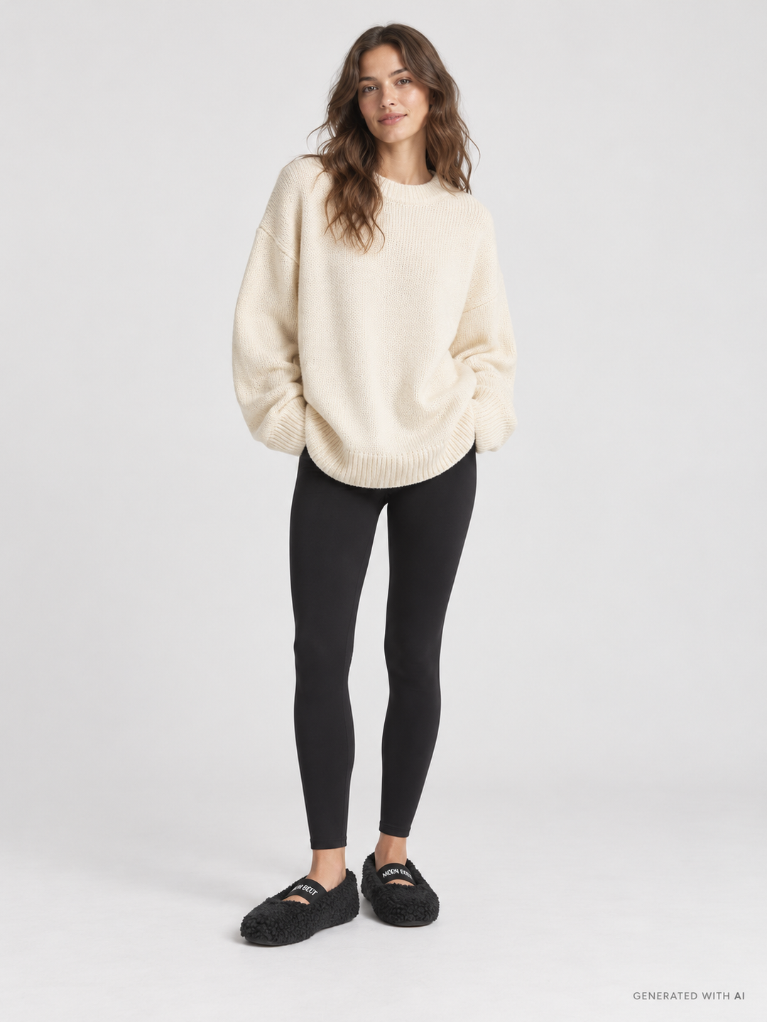 Moon Boot Ballerina Nera in Shearling