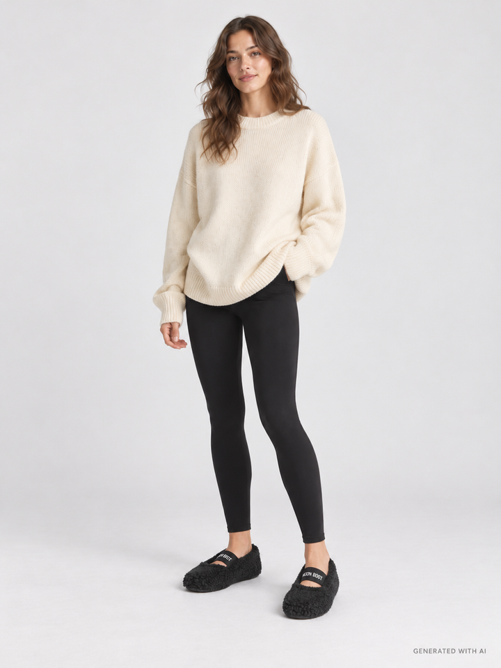 Moon Boot Ballerina Nera in Shearling