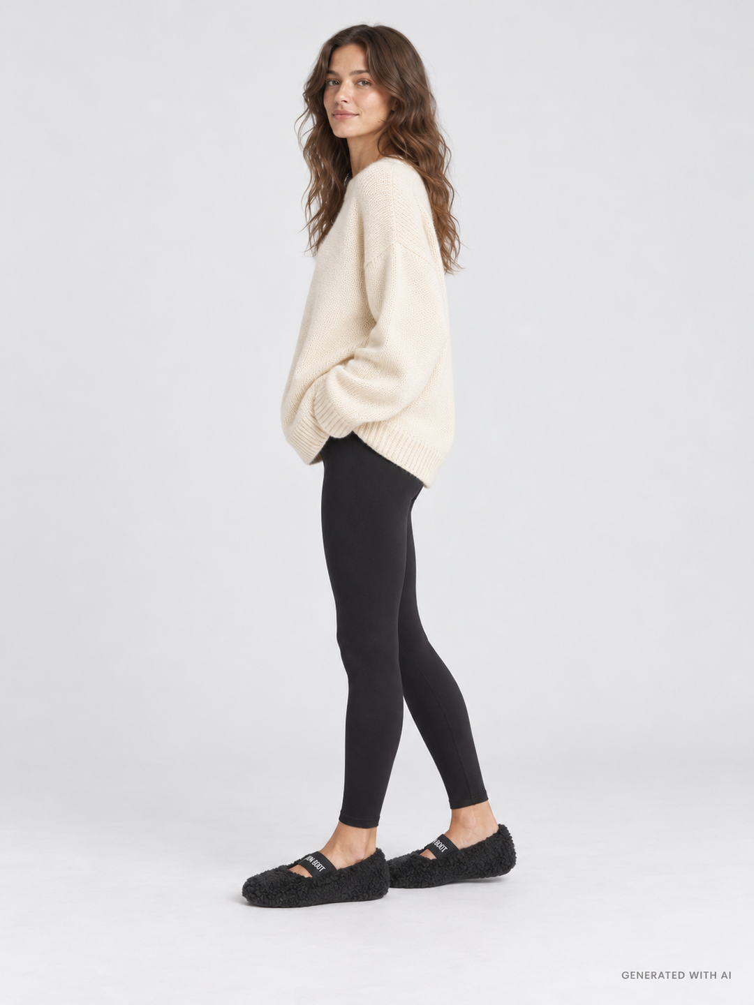 Moon Boot Ballerina Nera in Shearling