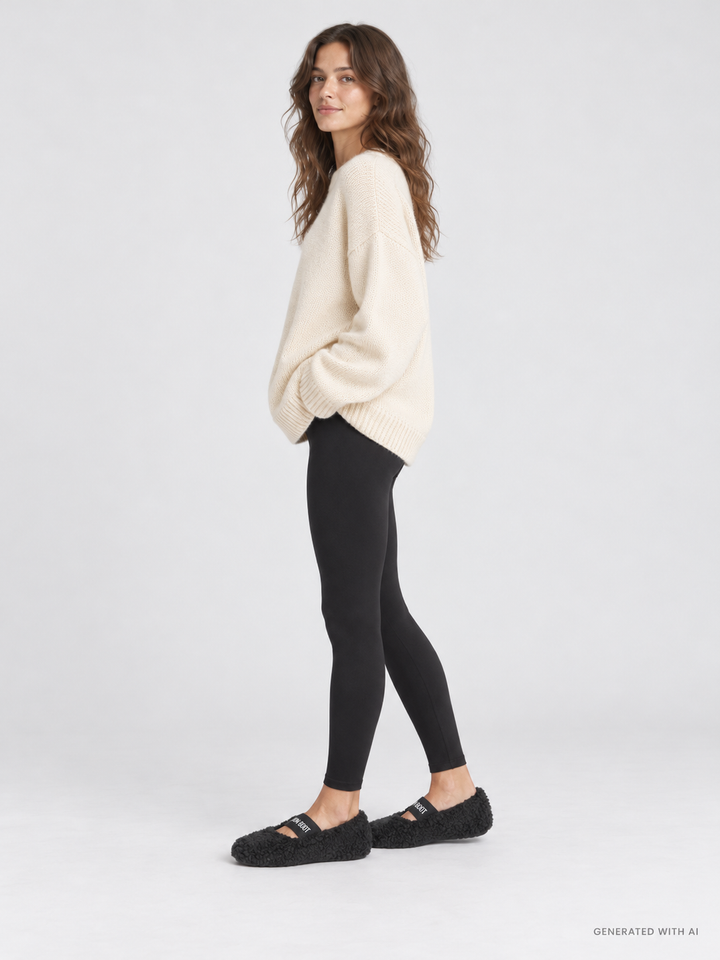 Moon Boot Ballerina Nera in Shearling
