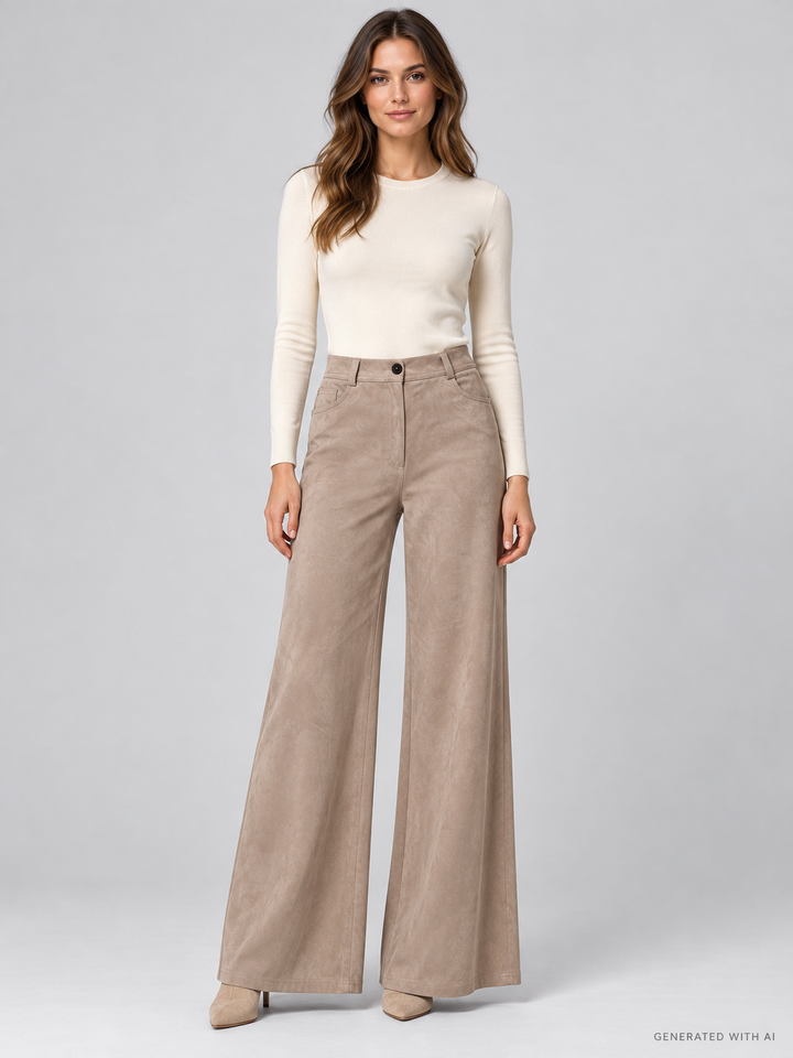 Pantaloni Wide Leg in Eco Daino