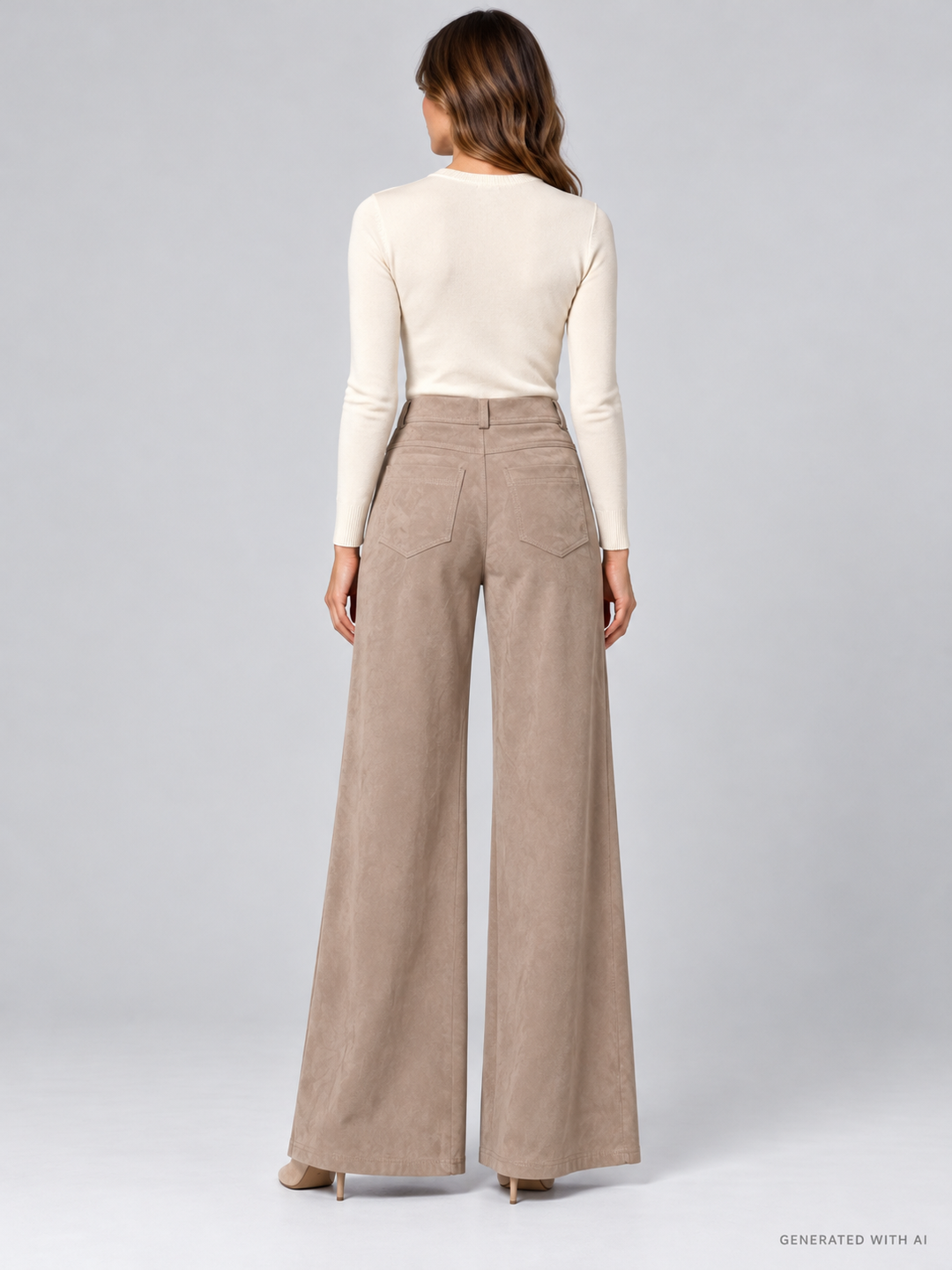 Pantaloni Wide Leg in Eco Daino