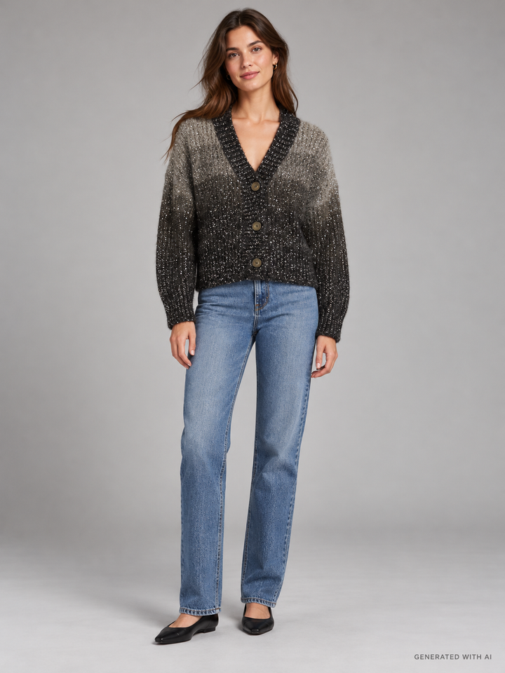 Cardigan dégradé con paillettes