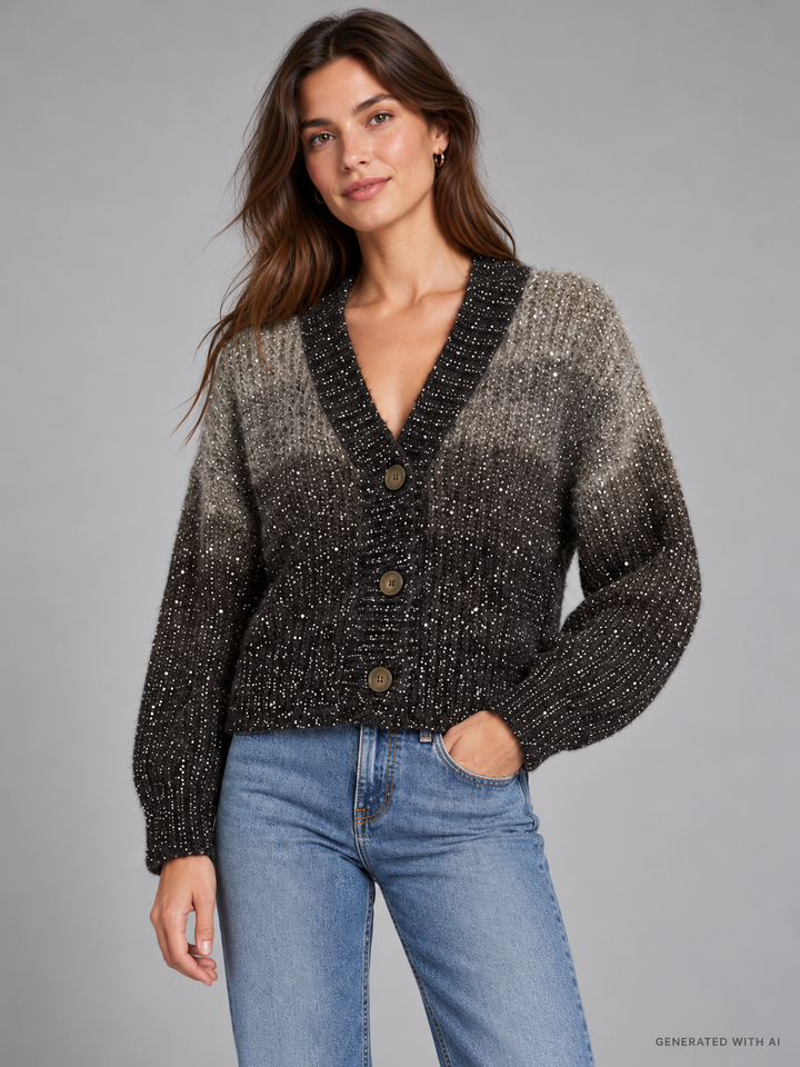 Cardigan dégradé con paillettes