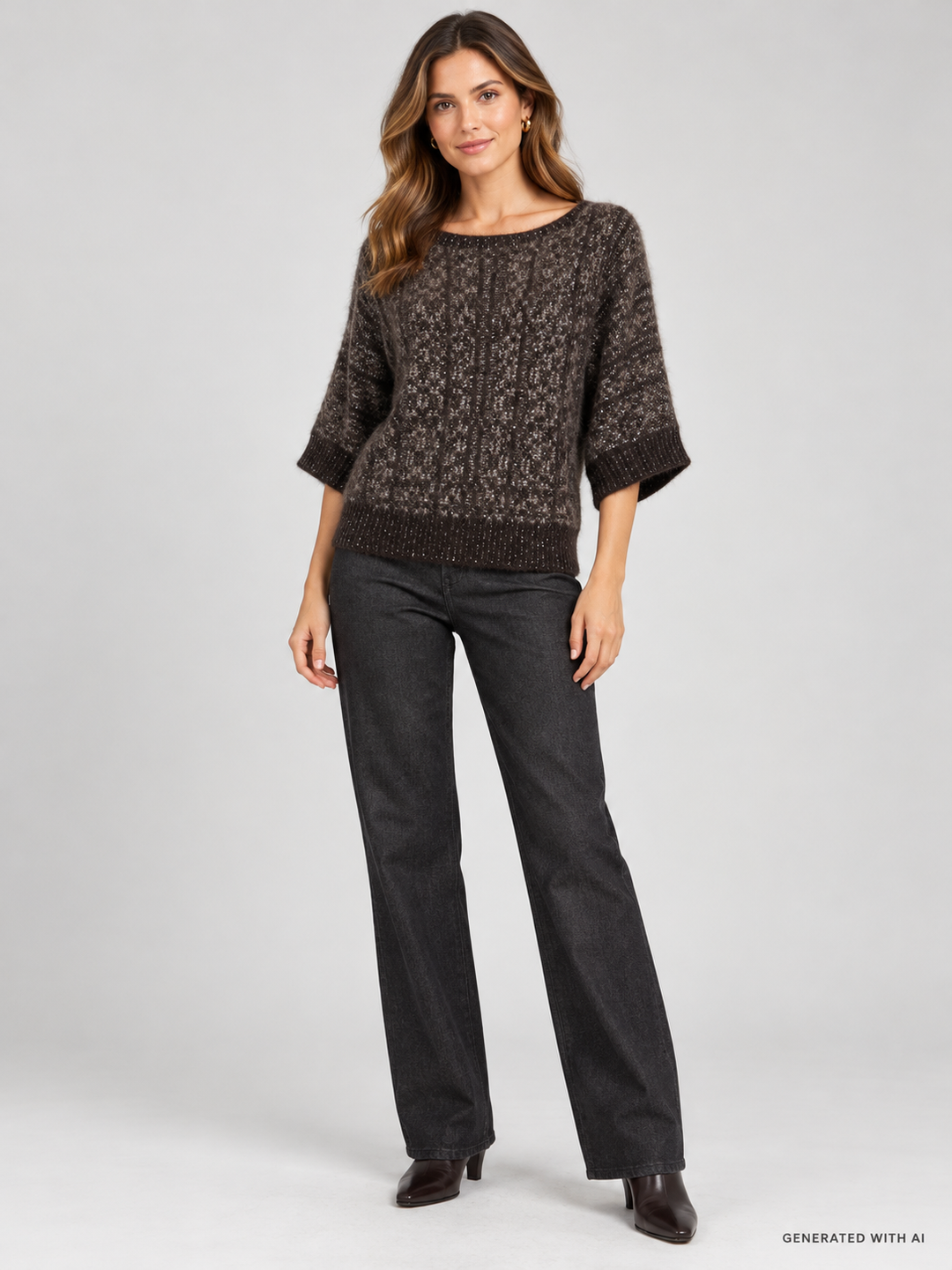 Maglia con Paillettes e Collo Rimovibile